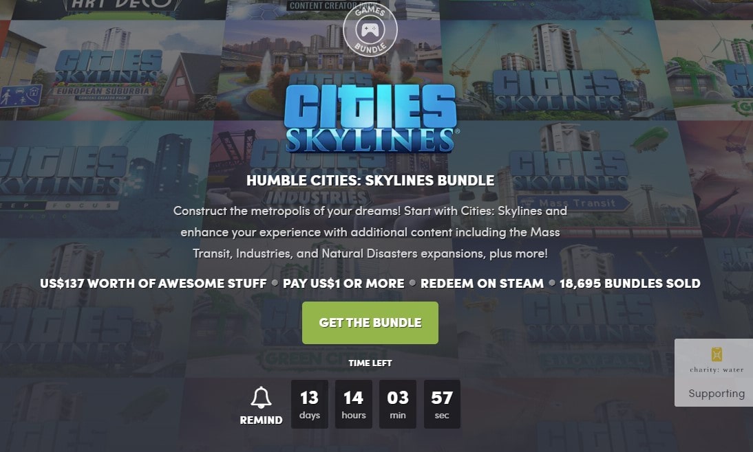 Humble Cities Skylines Bundle バンドル評価 ゲーム1本 11dlc 18ドル シティーズ スカイライン マイナーゲーム Com