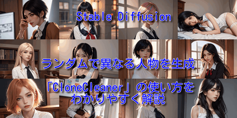 「CloneCleaner」の使い方をわかりやすく解説ーランダムで異なる人物を生成【Stable Diffusion】 | マイナーゲーム.com